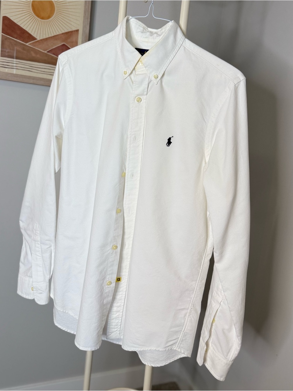Ralph Lauren White Button-Down Oxford Shirt with Navy Pony
